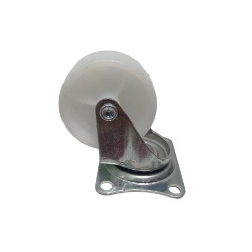 2 IN / TM Roda Hidup Trolly Rem Plat Nylon Putih Rem