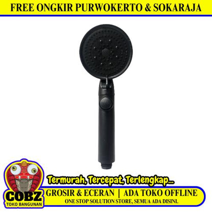 1/2 IN / COBZ 03 Kepala Shower Tangan Kamar Mandi Hitam PVC