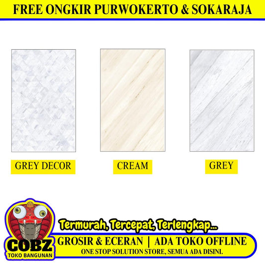 25 CM x 40 CM / ASIA TILE EDEN  Keramik Dinding Kamar Mandi Glossy Dus