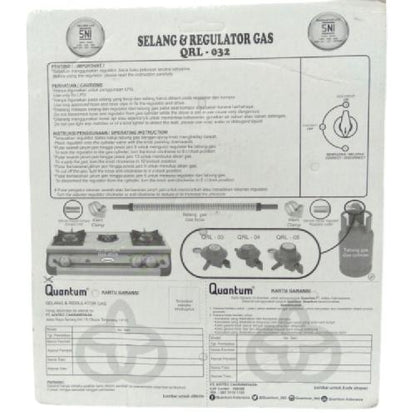 180 CM / QUANTUM QRL 032 Selang + Regulator Gas Tekanan Rendah + Meteran Set