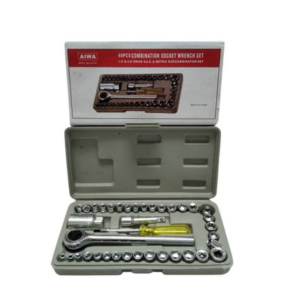 4 MM -21 MM /AIWA Mata Kunci Sok Shock Socket Wrench 40 Pcs Set