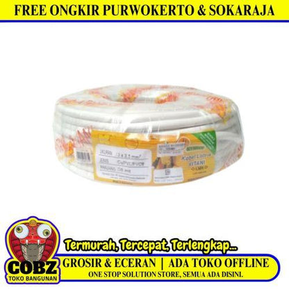 3 INTI x 2.5 MM x 50 M / KITANI NYMHY Serabut Kabel Tembaga SNI Putih Roll