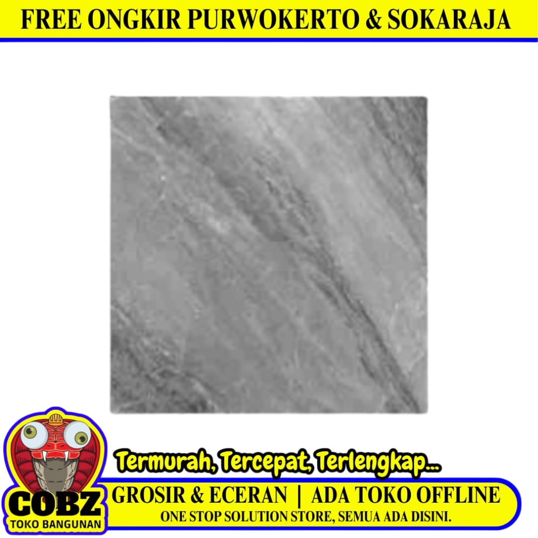 80 CM x 80 CM / SERENITY HARDA DARK GREY Granit Lantai Rumah Glossy Dus