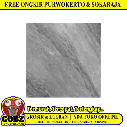 80 CM x 80 CM / SERENITY HARDA DARK GREY Granit Lantai Rumah Glossy Dus