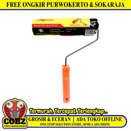 9 IN / XANDER Kuas Busa Roll Cat Tembok Kayu Besi Besar + Gagang Set