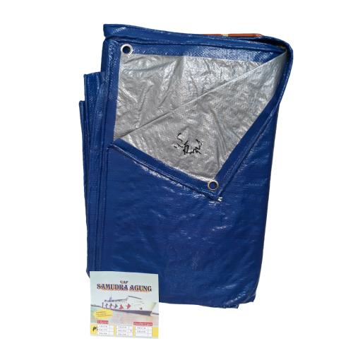 4 M x 5 M / TM A5 Terpal Tarpaulin Tutup Plastik PVC Biru Silver