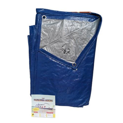 4 M x 5 M / TM A5 Terpal Tarpaulin Tutup Plastik PVC Biru Silver