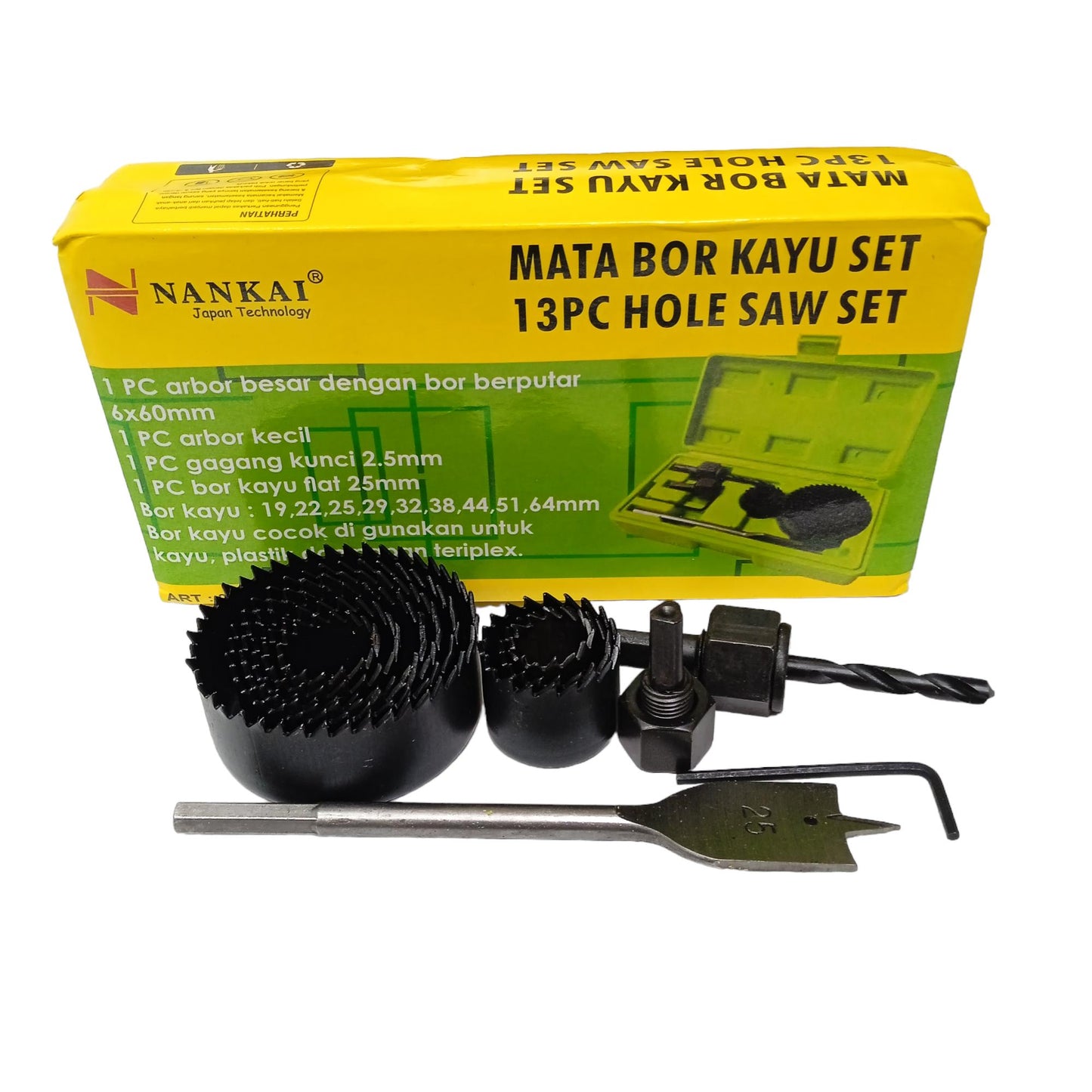 19 - 64 MM / NANKAITCT Hole Saw Mata Bor Hidroponik Pelubang Kayu 13 Pcs Set