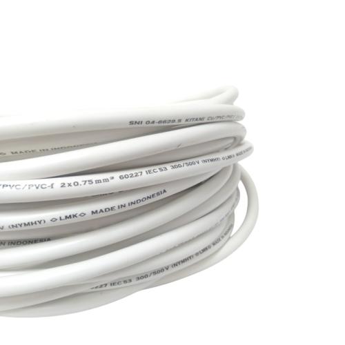 2 INTI x 0.75 MM / TM NYMHY Serabut Kabel Tembaga SNI Putih Meter