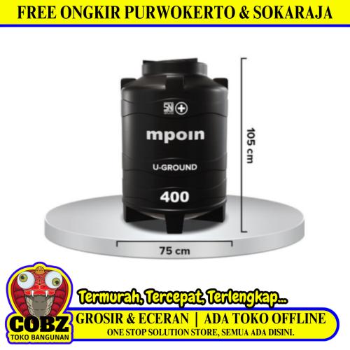 340 L / MPOIN + GROUND UG400 Water Torrent Tangki Tandon Air PVC Silver Stone Set