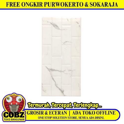 25 CM x 50CM  / UNO STATUARIO Keramik Dinding Kamar Mandi Glossy White Dus