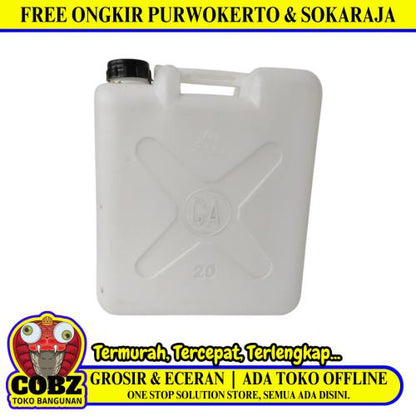 20 L / GA Jerigen Jeligen Drigen Botol Plastik PVC Putih