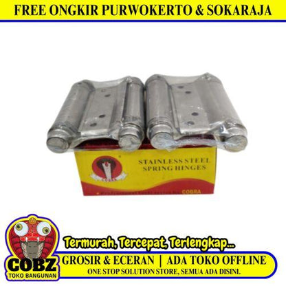 3 INCH / COBRA Engsel Cowboy Koboi Bolak Balik Pintu Kabinet Silver Set
