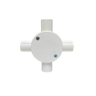 5/8 IN / SIDO Kris Dus Cabang 4 Way Tempat Kabel Plastik PVC Putih