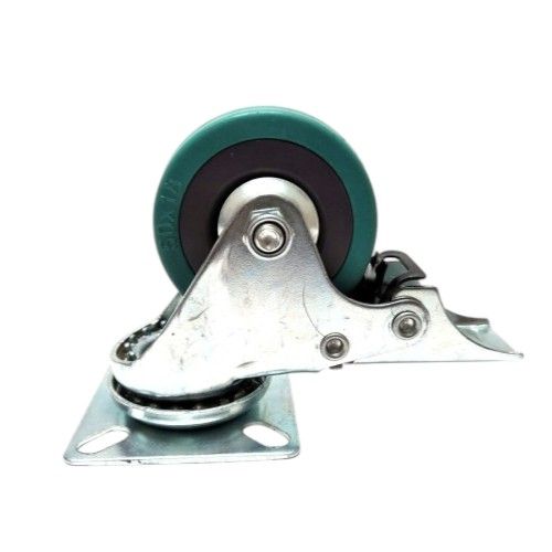 2 IN / NSK Roda Rem Hidup Trolly Gepeng Plat 50 MM Karet Hijau