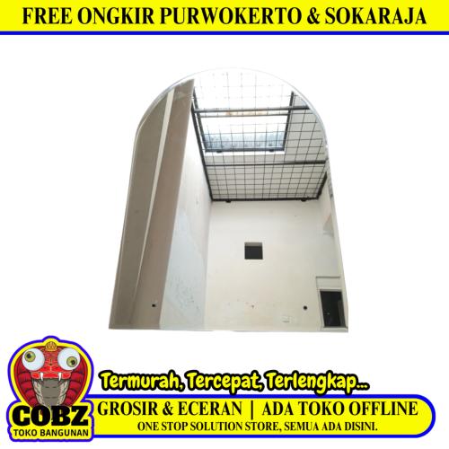 50 CM x 70 CM / DIAMOND Cermin Wastafel Kaca Kamar Mandi Setengah Lingkaran Polos Set