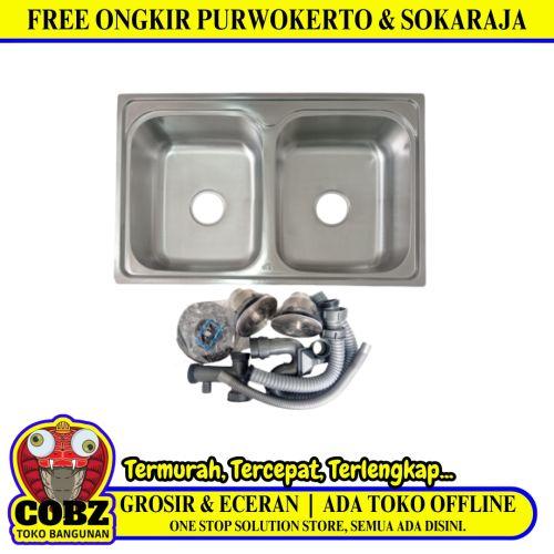 82 CM x 51 CM x 19 CM / GNET ARCHIC WO 8050 Bak Cuci Piring Washbak 2 Lubang + Acc Set