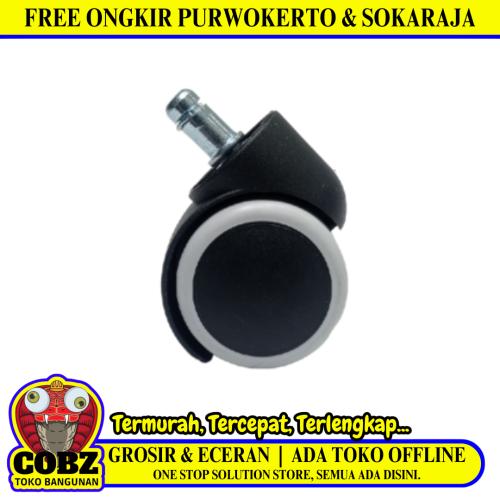 2 IN / TM Roda Hidup Kursi Non Rem Tancap PVC Putih Rem