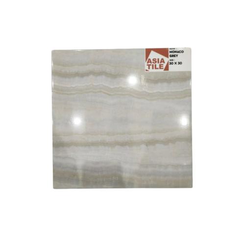 30 CM x 30 CM / ASIA TILE MONACO Keramik Lantai Rumah Glossy Grey Dus