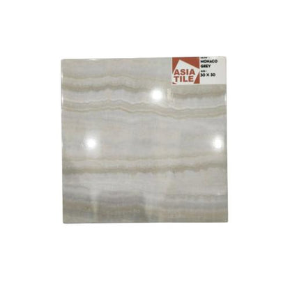 30 CM x 30 CM / ASIA TILE MONACO Keramik Lantai Rumah Glossy Grey Dus
