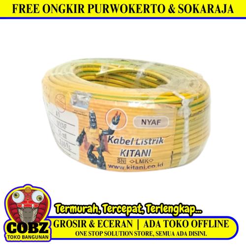 1 INTI x 4 MM x 50 M / KITANI NYA F Serabut Kabel Tembaga SNI Kuning Roll