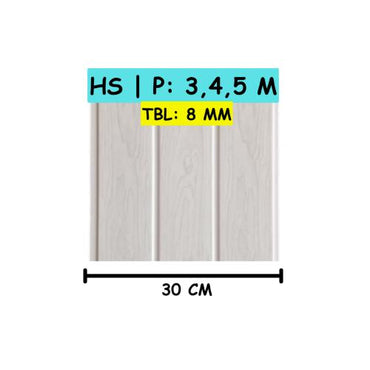 8 MM x 30 CM x 4 M / SHUNDA PLAFON K-9208F Plafon Gypsum GRC U PVC Hotstamping Lembar