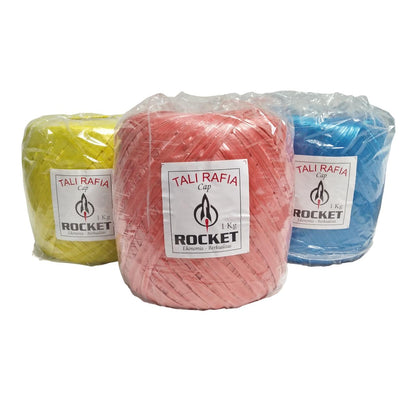 1 KG / ROCKET Tali Rafia Ikat Gulungan Kecil Plastik PVC Warna Roll
