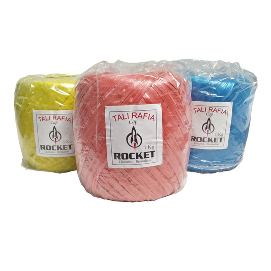 1 KG / ROCKET Tali Rafia Ikat Gulungan Kecil Plastik PVC Warna Roll