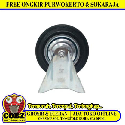 6 IN / TRIPLE-S Roda Mati Trolly Gepeng Plat 144 MM Karet Hitam