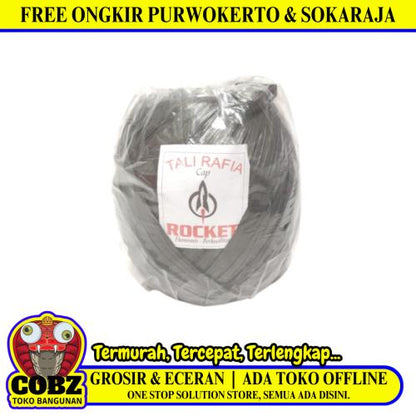 1/2 KG / ROCKET Tali Rafia Ikat Gulungan Kecil Plastik PVC Hitam Roll