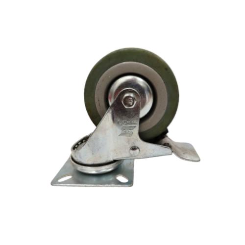 3 IN / TRIPLE-S Roda Rem Hidup Trolly Gepeng Plat 76 MM Karet Abu abu