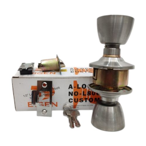 D 5 CM / BIGEN L8000 Kunci Handle Pintu Bulat Kamar Mandi Stainless Silver Set