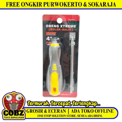 4 IN / HIOSHI Obeng Screwdriver Two Way Bolak Balik Plus Minus 2 In 1 Gagang Karet