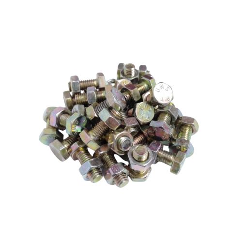 M 6 x 15 MM / TM Baut Mur Hexagon Bolt Nut Flat Head Kuning Biji