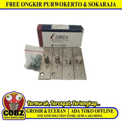 3 IN / ESBELLA Engsel Pivot Putar 360 Derajat Pintu Jendela Stainless