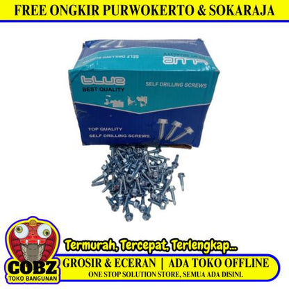 #10 x 19 MM / BLUE Roofing Baut Sekrup Atap Baja Ringan Putih Dus