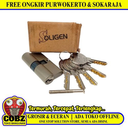 SOLIGEN Silinder Anak Kunci Pintu Cylinder Lock Besar + 5 Kunci Set