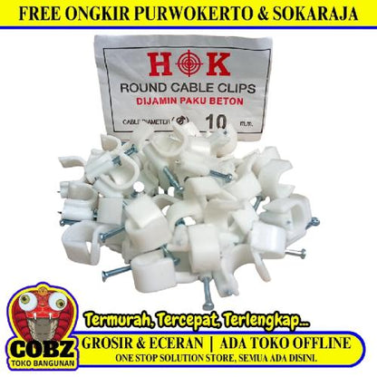 10 MM / HOK Klem Kabel Penjepit Penyangga Paku Beton Bungkus
