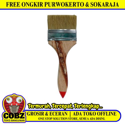 3 IN / WANLY Kuas Cat Tembok Kayu Besi Air Acrylic Paint Brush