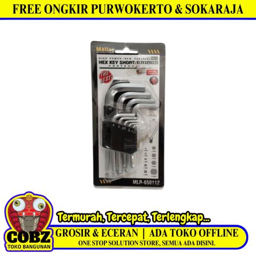 1.5 MM - 10 MM / MOLLAR Kunci L Hexagon Ballpoint Pendek Wrench Screw 9 Pcs Set