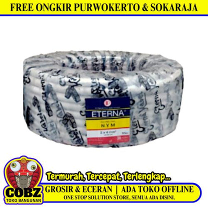 3 INTI x 4 MM x 50 M / ETERNA NYM Tunggal Kabel Tembaga SNI Putih Roll