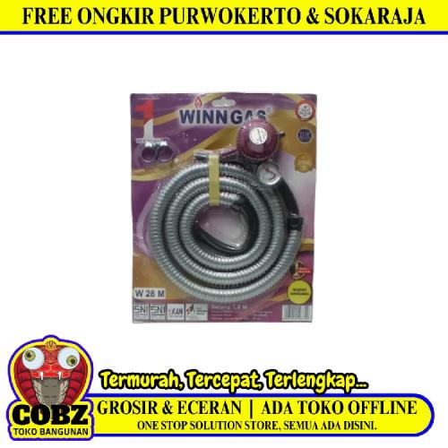 180 CM / WINN W28M Selang + Regulator Gas Tekanan Rendah + Meteran Set