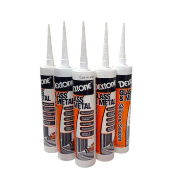 300 ML / DEXTONE GLASS & METAL Lem Silicone Sealant Kaca Akrilik Neutral Botol - (White)