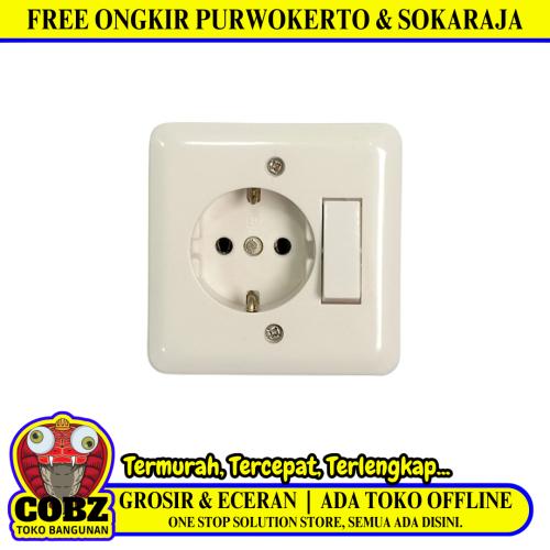 1 LUBANG / BROCO Stop Kontak + Saklar Single Tanam IB Inbow Cream