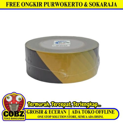 50 MM x 300 M / SAS Garis Polisi Safety Line Non Lem Hitam Kuning Roll