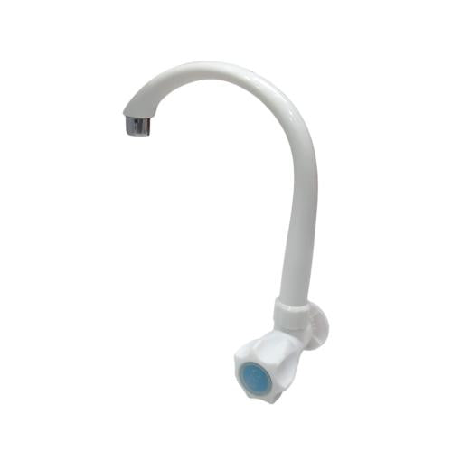 1/2 IN / CAB Kran Angsa Putar Sink Bak Cuci Piring Tembok Plastik Putih PVC