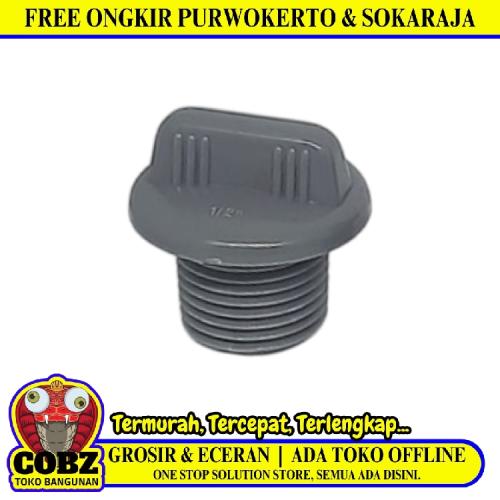 1/2 IN / TM AW Plug Kuping Cap Tutup Dop Drat Luar Fitting Pipa PVC