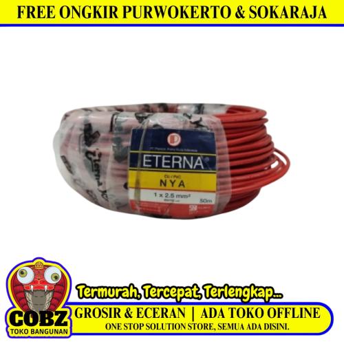 1 INTI x 2.5 MM x 50 M / ETERNA NYA Tunggal Kabel Tembaga SNI Merah Roll