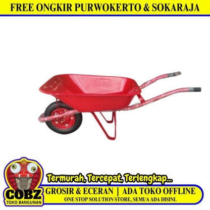 DEGA Gerobag Sorong Pasir Proyek Cor Semen 1 Roda Ban Hidup Merah Set