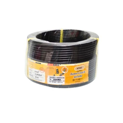 1 INTI x 4 MM x 50 M / KITANI NYA F Serabut Kabel Tembaga SNI Hitam Roll